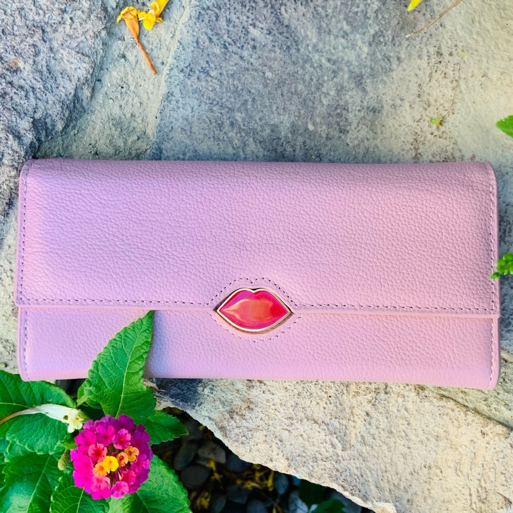 LULU GUINNESS pink lip Cora leather wallet - Picture 11 of 16